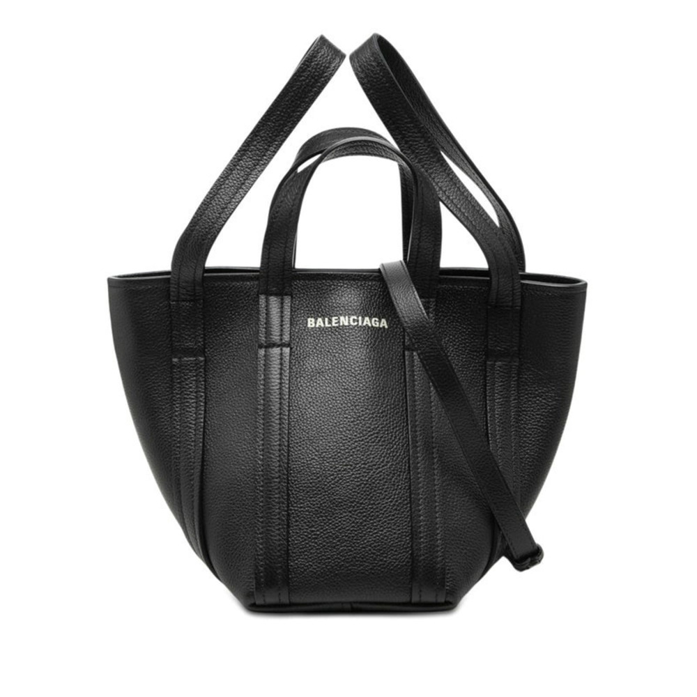 Balenciaga North South 2way Shoulder Bag Black Leather